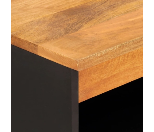 Mueble auxiliar madera maciza mango marrón/negro 60x33,5x75 cm