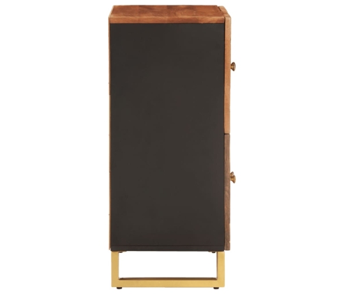 Mueble auxiliar madera maciza mango marrón/negro 60x33,5x75 cm