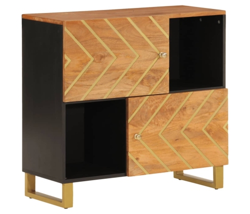 Mueble auxiliar madera maciza mango marrón/negro 80x33,5x75 cm