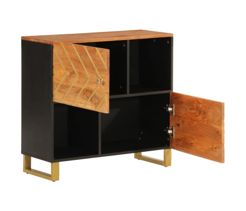 Mueble auxiliar madera maciza mango marrón/negro 80x33,5x75 cm