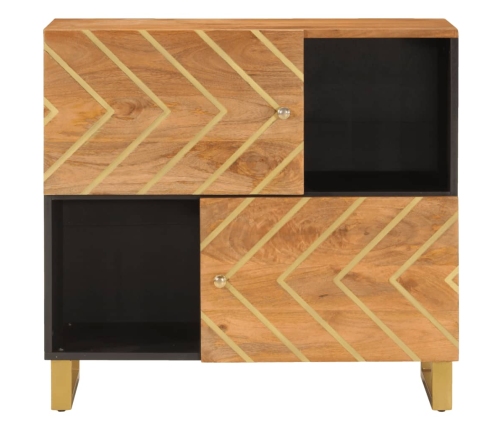 Mueble auxiliar madera maciza mango marrón/negro 80x33,5x75 cm