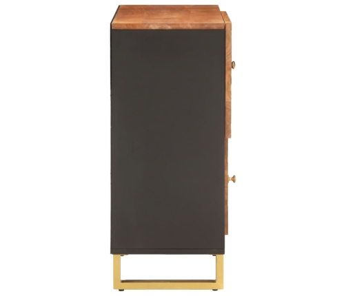 Mueble auxiliar madera maciza mango marrón/negro 80x33,5x75 cm