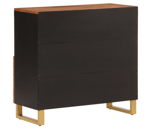 Mueble auxiliar madera maciza mango marrón/negro 80x33,5x75 cm