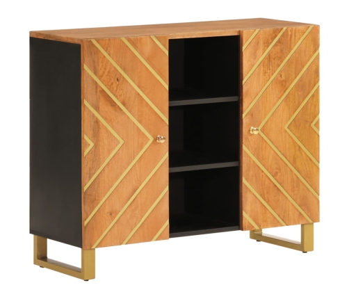 Mueble aparador madera maciza mango marrón/negro 90x33,5x75 cm