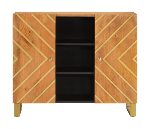 Mueble aparador madera maciza mango marrón/negro 90x33,5x75 cm