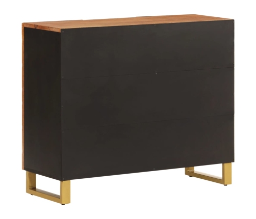 Mueble aparador madera maciza mango marrón/negro 90x33,5x75 cm