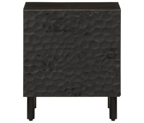 Mesita de noche de madera maciza de mango negra 40x33x46 cm