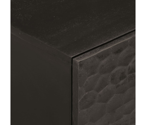 Mesita de noche de madera maciza de mango negra 40x33x46 cm