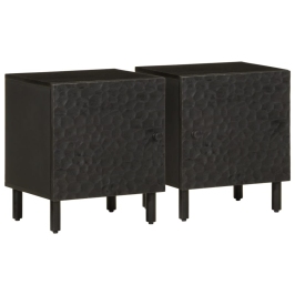 Mesitas de noche 2 uds madera maciza de mango negro 40x33x46 cm