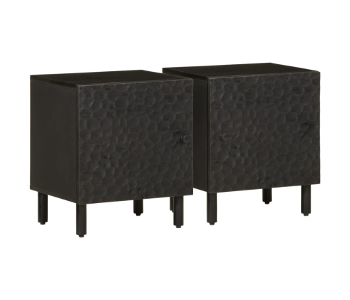 Mesitas de noche 2 uds madera maciza de mango negro 40x33x46 cm