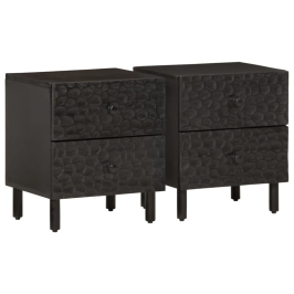 Mesitas de noche 2 uds madera maciza de mango negro 40x33x46 cm