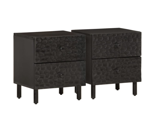 Mesitas de noche 2 uds madera maciza de mango negro 40x33x46 cm