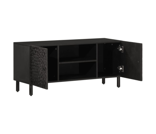 Mueble de TV madera maciza de mango negro 105x33x46 cm