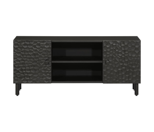 Mueble de TV madera maciza de mango negro 105x33x46 cm