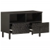 Mueble de TV madera maciza de mango negro 70x33x46 cm