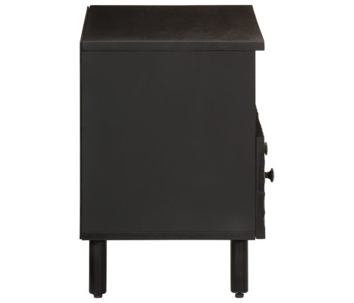 Mueble de TV madera maciza de mango negro 70x33x46 cm