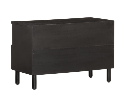 Mueble de TV madera maciza de mango negro 70x33x46 cm