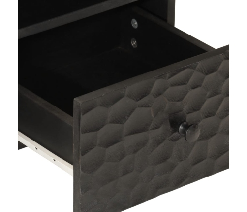 Mueble de TV madera maciza de mango negro 70x33x46 cm