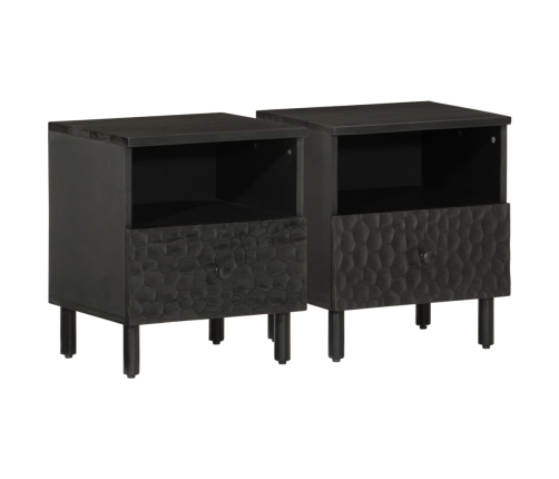 Mesitas de noche 2 uds madera maciza de mango negro 40x33x46 cm