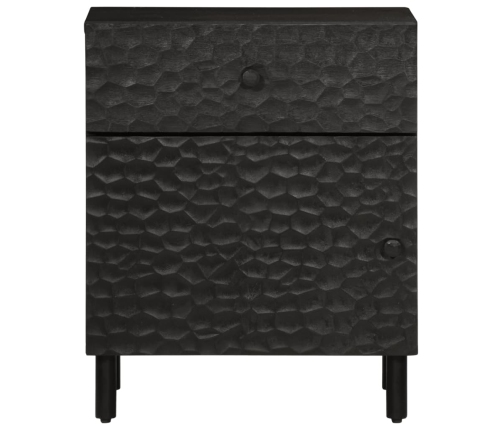 Mesita de noche madera maciza de mango negra 50x33x60 cm