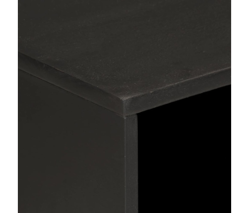 Mesita de noche madera maciza de mango negra 50x33x60 cm