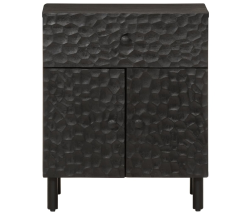 Mesita de noche madera maciza de mango negra 50x33x60 cm