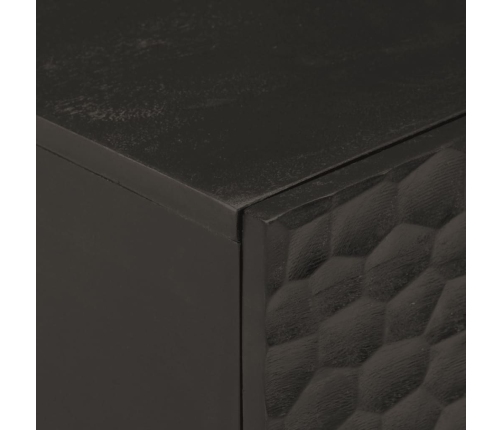 Mesita de noche madera maciza de mango negra 50x33x60 cm