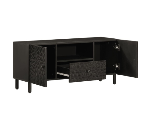 Mueble de TV madera maciza de mango negro 105x33x46 cm