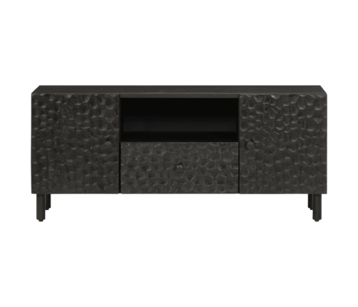 Mueble de TV madera maciza de mango negro 105x33x46 cm