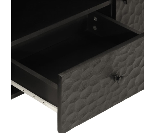 Mueble de TV madera maciza de mango negro 105x33x46 cm