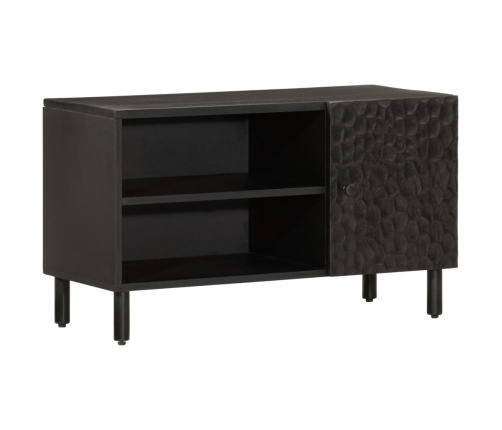 Mueble de TV madera maciza de mango negro 80x31x46 cm