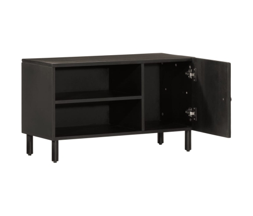 Mueble de TV madera maciza de mango negro 80x31x46 cm