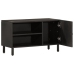 Mueble de TV madera maciza de mango negro 80x31x46 cm