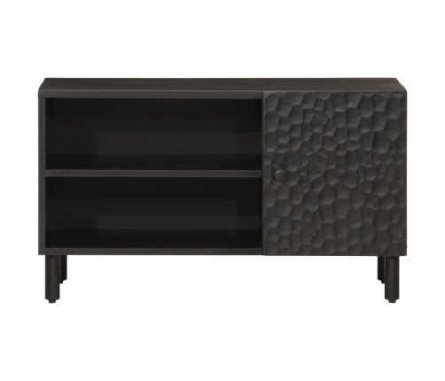 Mueble de TV madera maciza de mango negro 80x31x46 cm