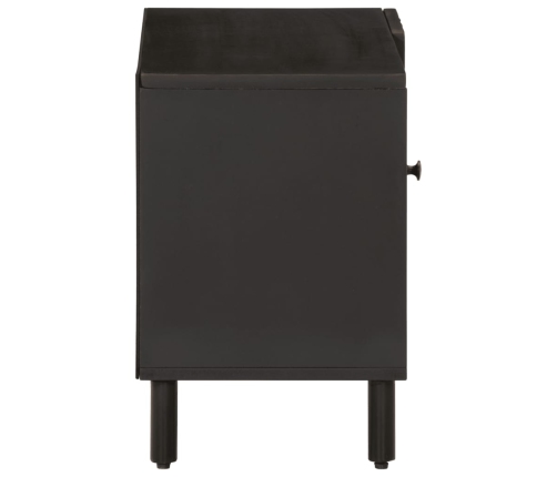 Mueble de TV madera maciza de mango negro 80x31x46 cm