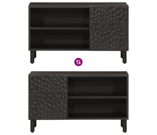 Mueble de TV madera maciza de mango negro 80x31x46 cm