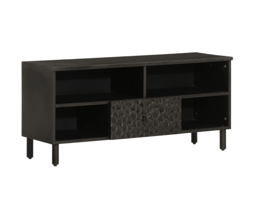 Mueble de TV madera maciza de mango negro 100x33x46 cm