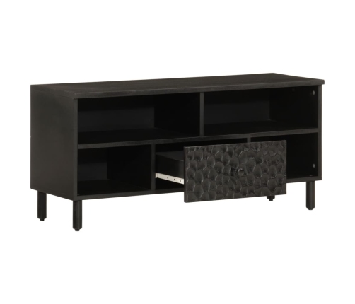 Mueble de TV madera maciza de mango negro 100x33x46 cm