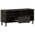 Mueble de TV madera maciza de mango negro 100x33x46 cm