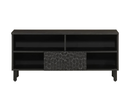 Mueble de TV madera maciza de mango negro 100x33x46 cm