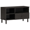 Mueble de TV madera maciza de mango negro 80x33x46 cm