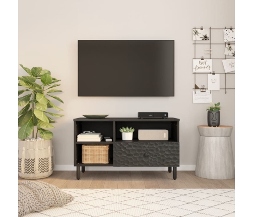 vidaXL Mueble de TV madera maciza de mango negro 80x33x46 cm