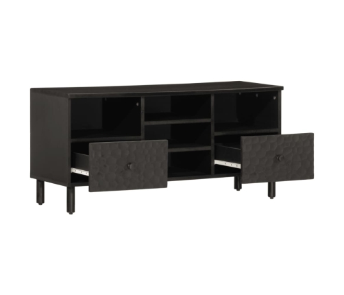 Mueble de TV madera maciza de mango negro 100x33x46 cm