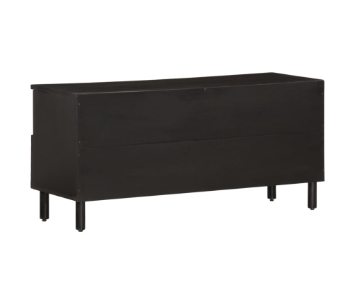 Mueble de TV madera maciza de mango negro 100x33x46 cm