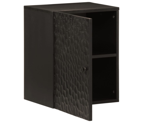 Armario de baño de pared madera maciza mango negro 38x33x48 cm