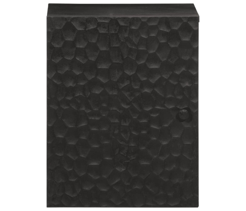 Armario de baño de pared madera maciza mango negro 38x33x48 cm