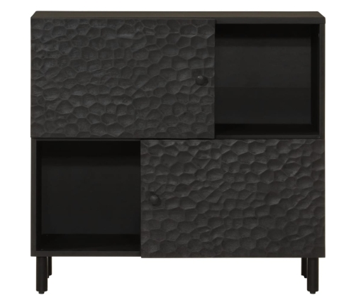 Aparador madera maciza de mango negro 80x33x75 cm