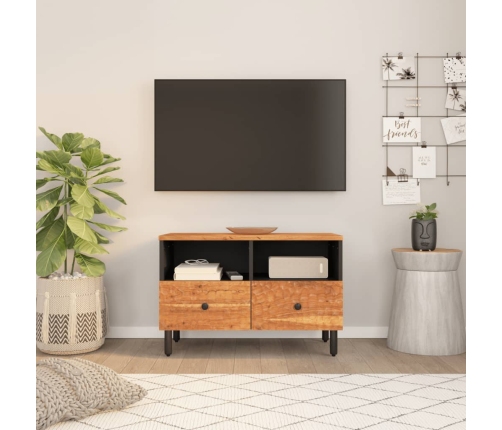 Mueble de TV madera maciza de acacia 70x33x46 cm