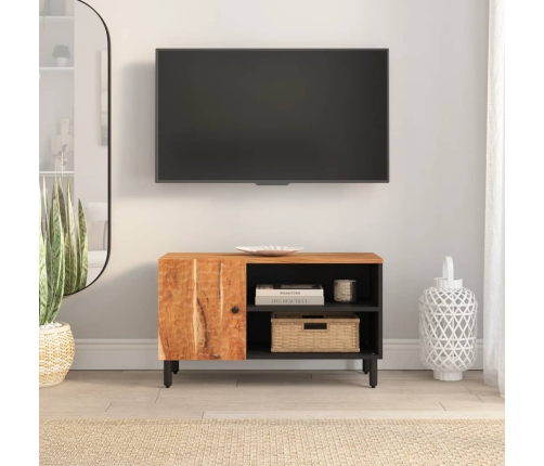 Mueble de TV madera maciza de acacia 80x33x46 cm