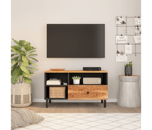 Mueble de TV madera maciza de acacia 80x33x46 cm